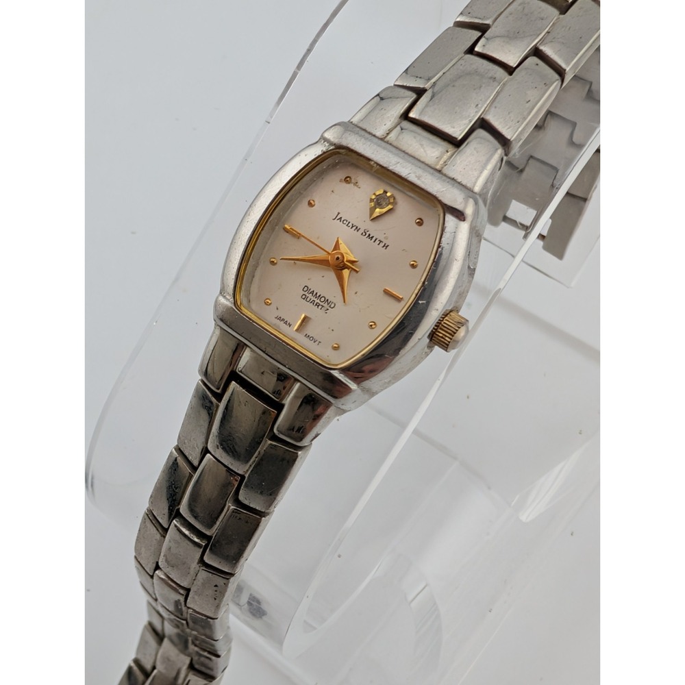 Jaclyn Smith Diamond Quartz Watch Women 20mm Case Silver 6.75" Band- New Battery - Picture 2 of 8